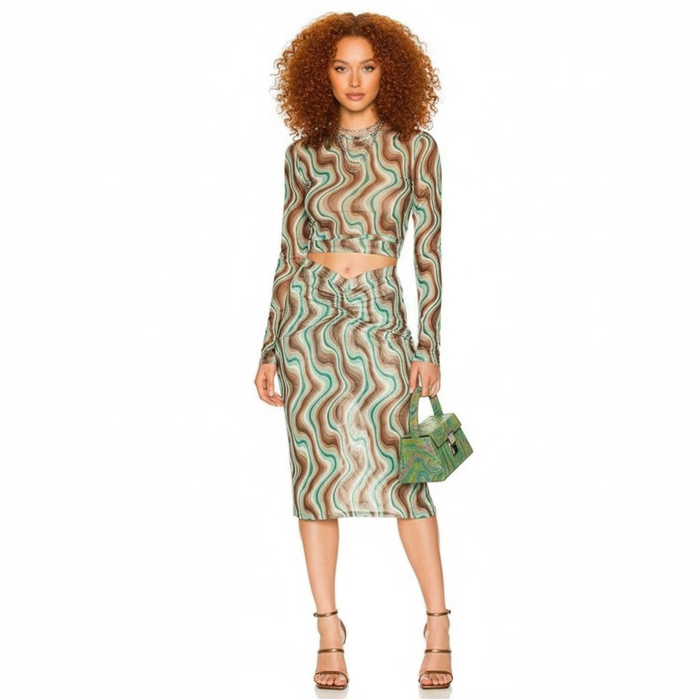 Miaou Preston Chocolate Swerve Skirt Set - Medium